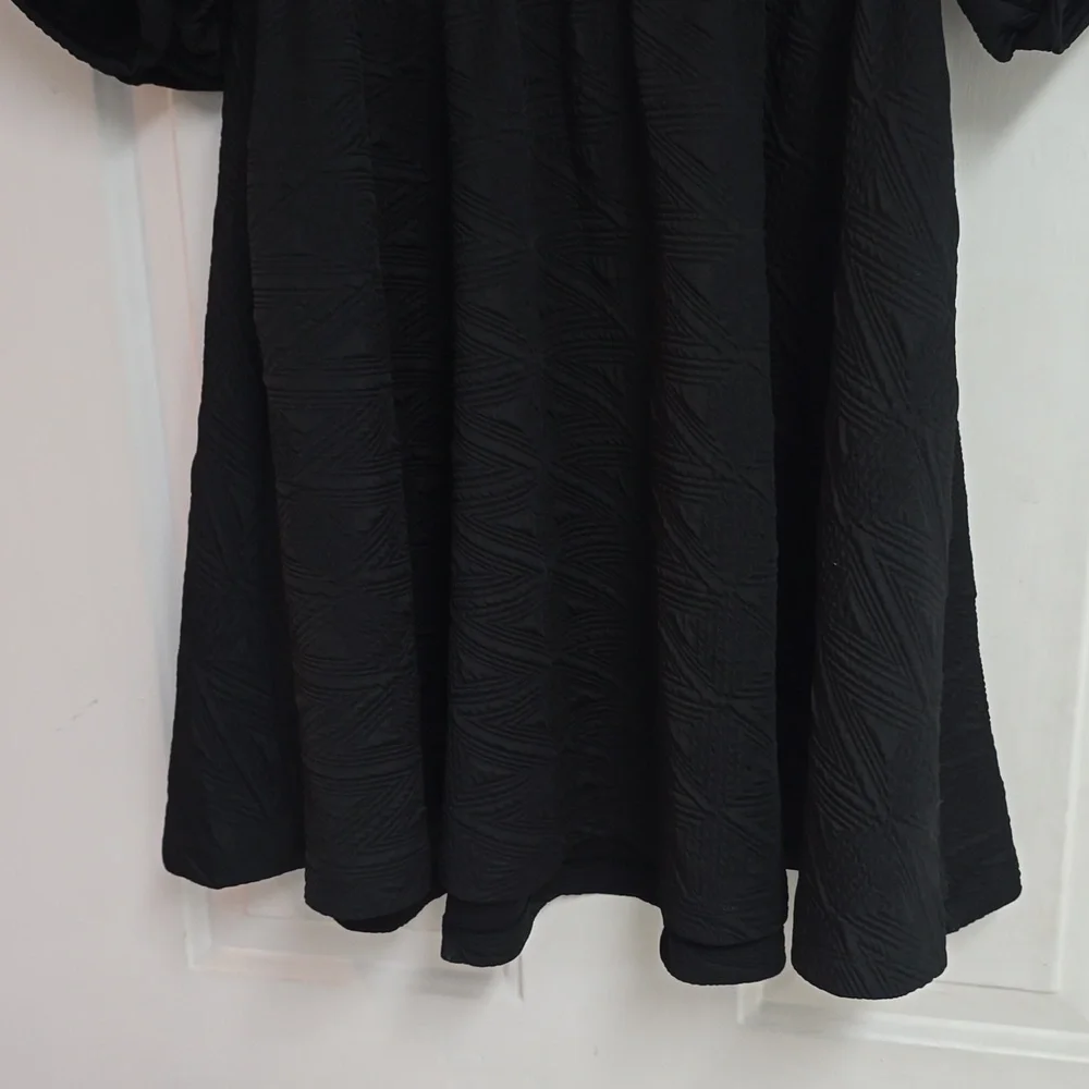 NEW Free People Violet Puff Sleeve Baby Doll Mini Dress Size S Black